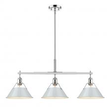  3306-LP CH-DB - Orwell CH 3 Light Linear Pendant in Chrome with Dusky Blue shades